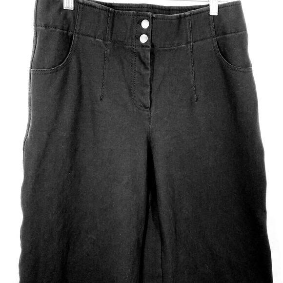 Chicos Cotton Stretch Wide Leg Pants Womens Size 10 Medium Black - Picture 4 of 9